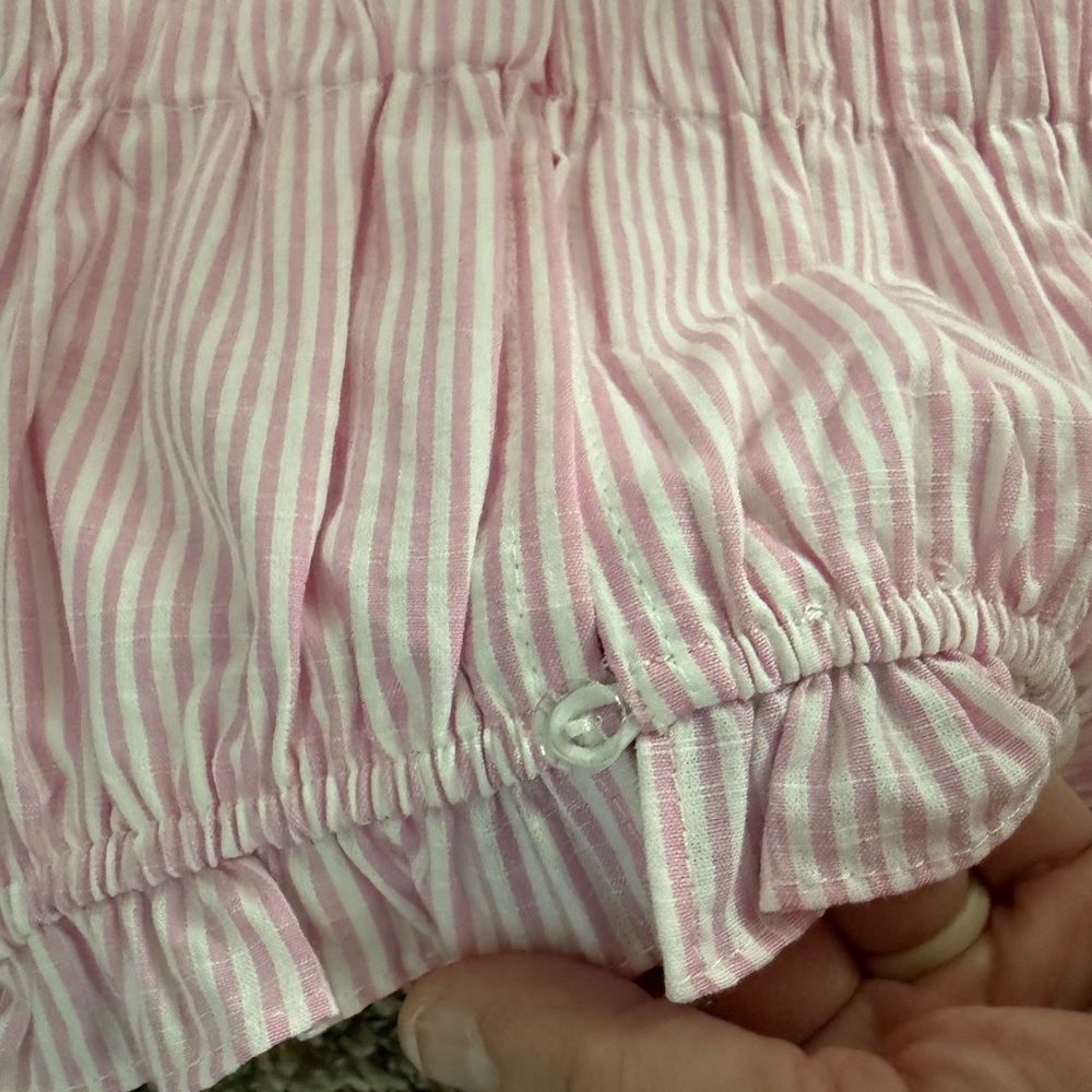 AUREUM Pink White Striped Eyelet Sleeve Tiered Dress - Picture 9 of 12